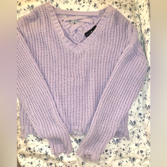 NWOT Lilac distressed sweater - Picture 1 of 5